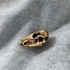 Brass wolf skull pendant